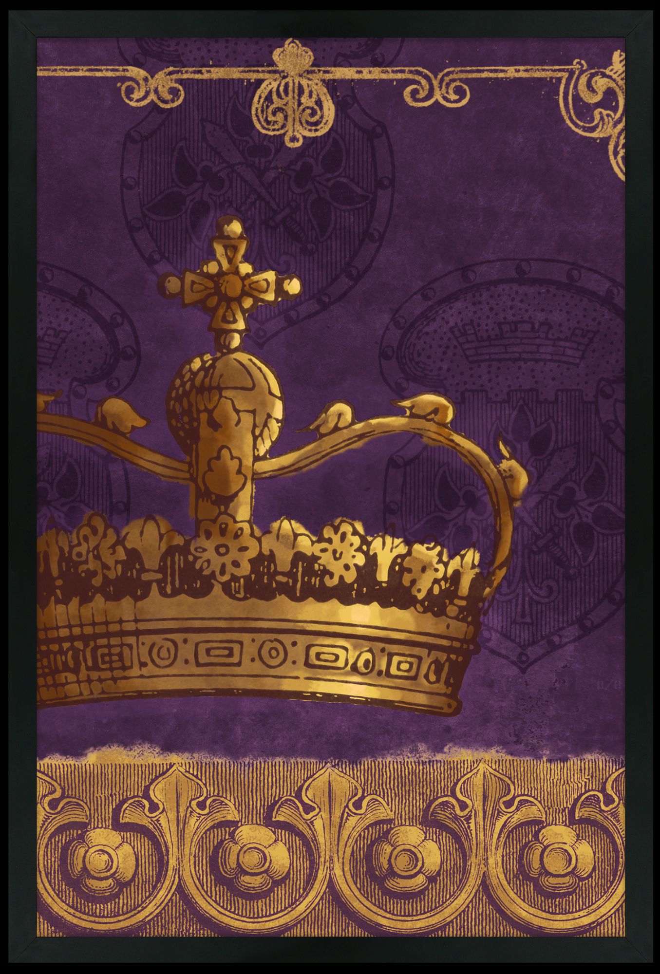 Crown Purple 30" High Black Rectangular Giclee Wall Art