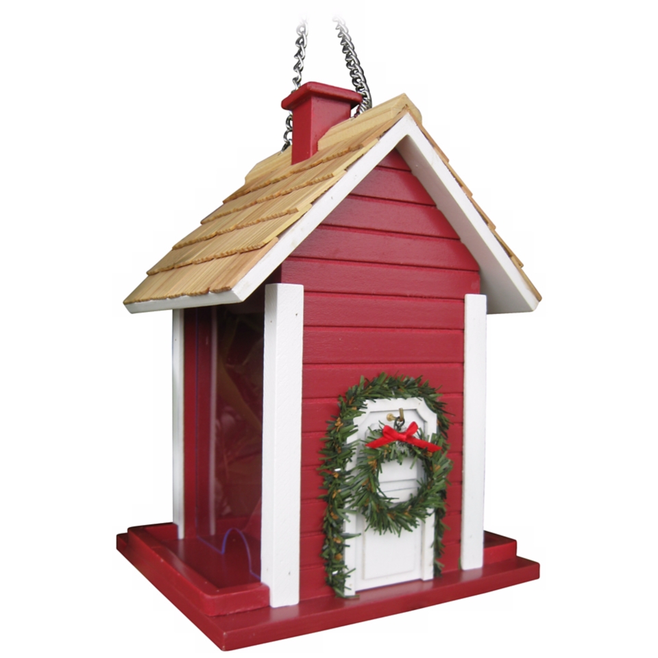 Red Christmas Cottage Bird House   #M8924