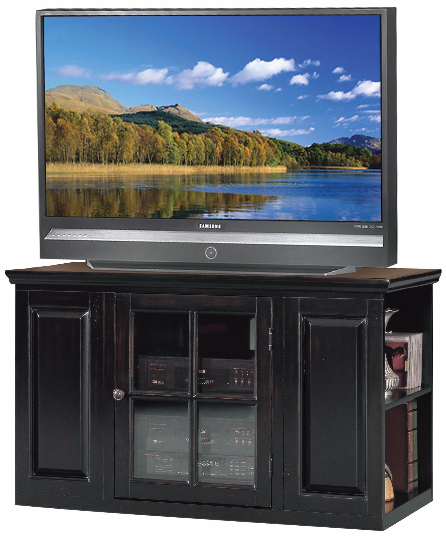 Hand-Rubbed Black 42" Wide Plasma TV Stand