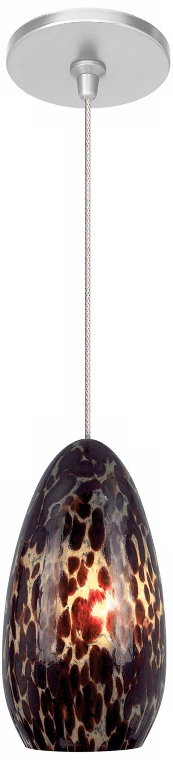 Banja Dark Amber with Satin Nickel Fusion Jack Mini Pendant