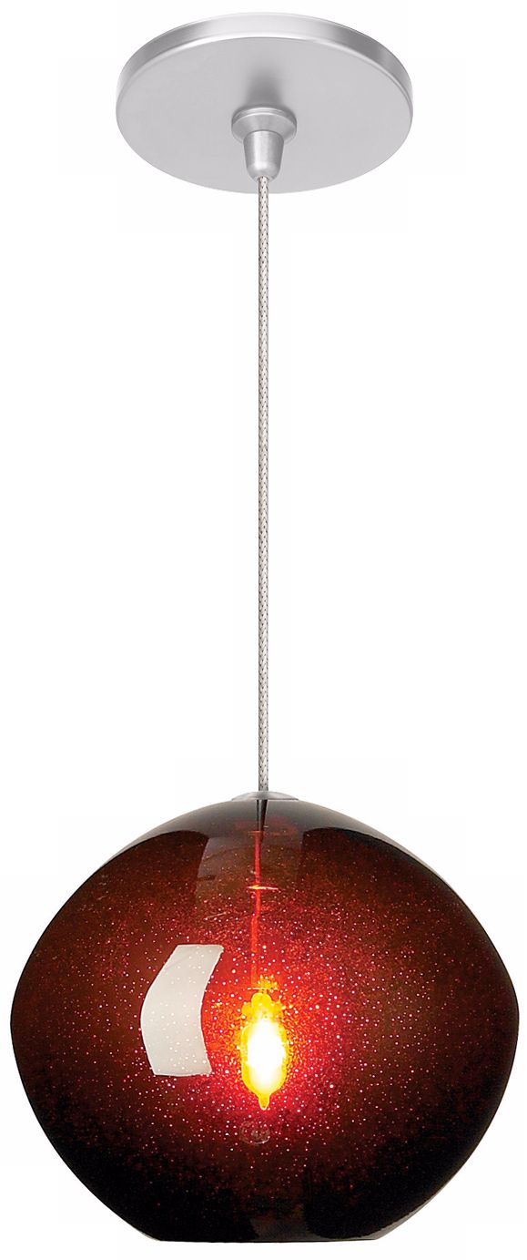 Mini Isla Brown 7" Wide Satin Nickel Pendant