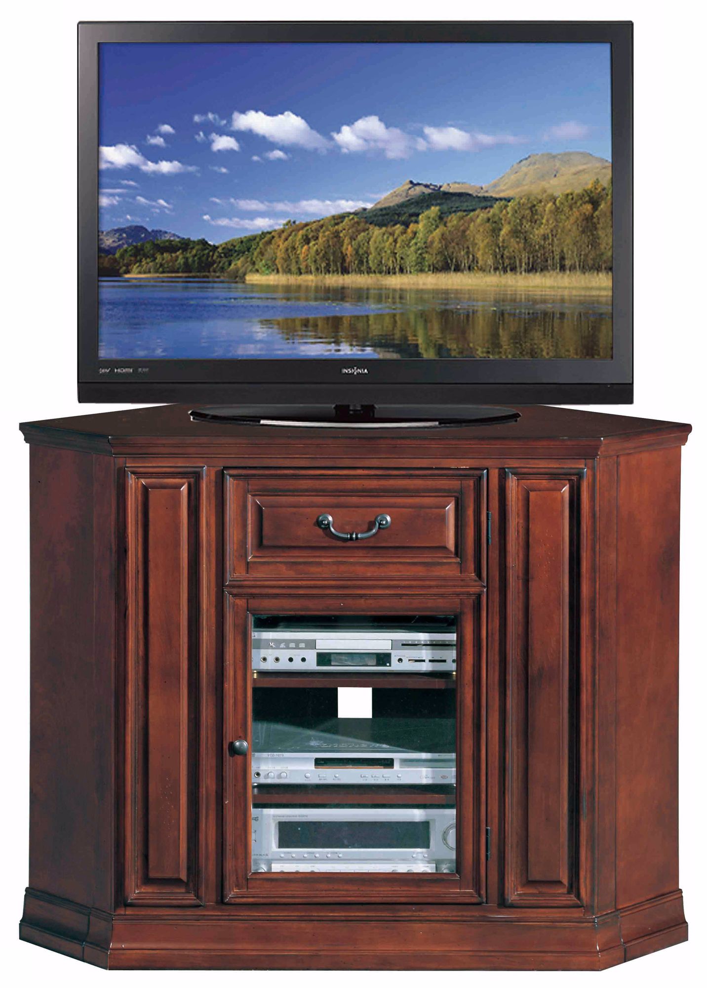 Burnished Cherry 46" Wide Corner Television Console