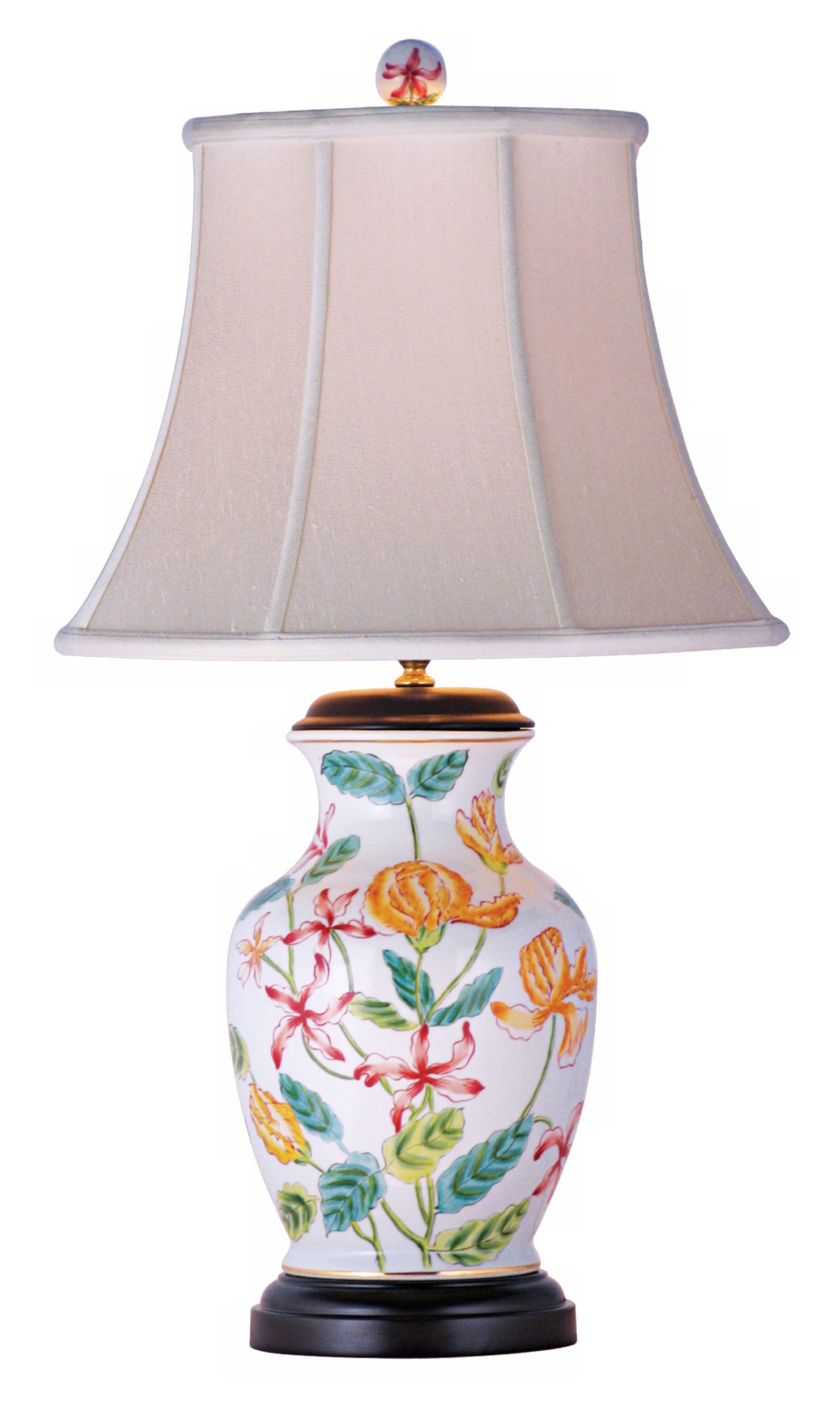 White Floral Porcelain Vase 24" High Table Lamp