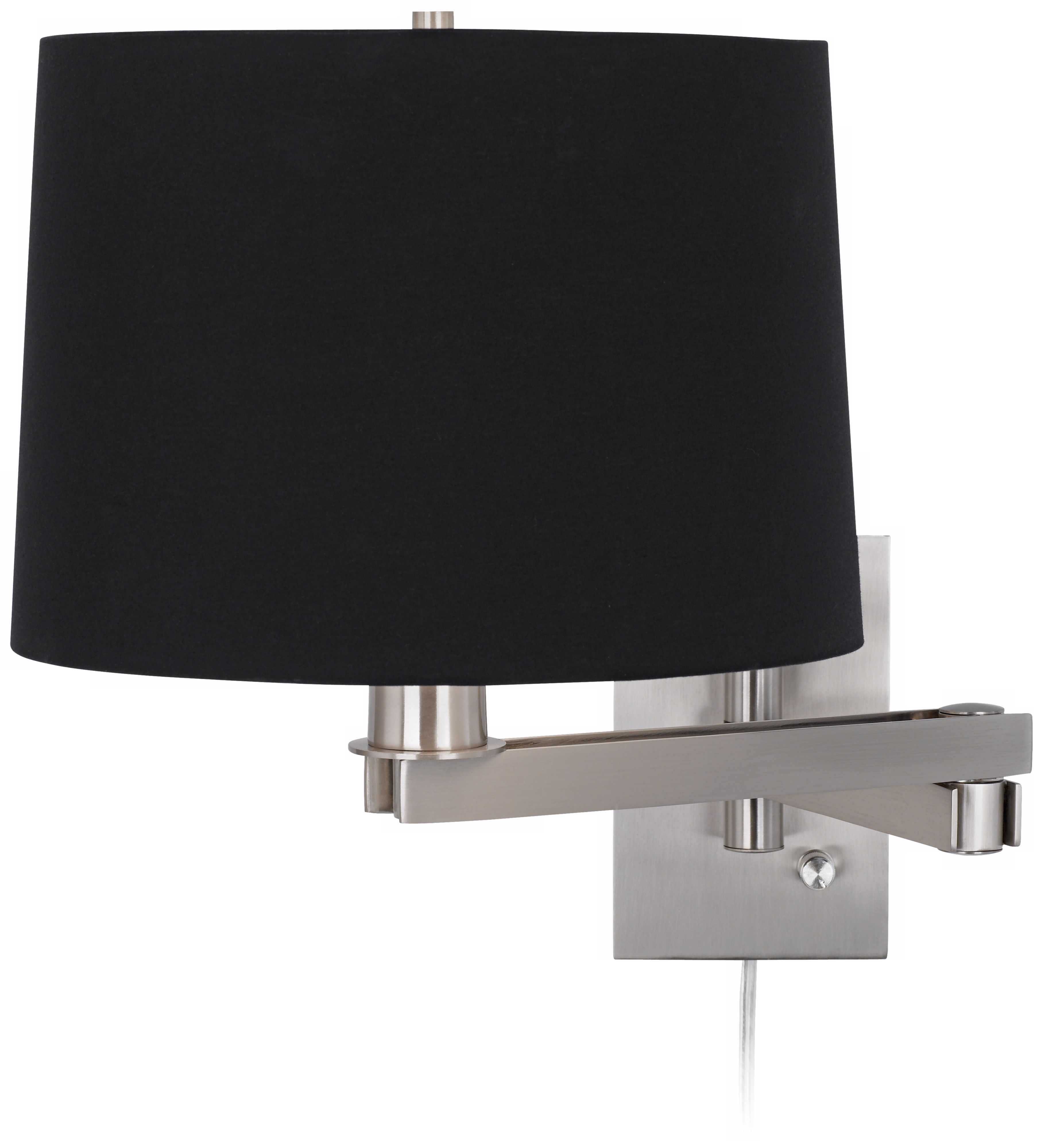 Possini Euro Design Black Drum Shade Plug-In Swing Arm