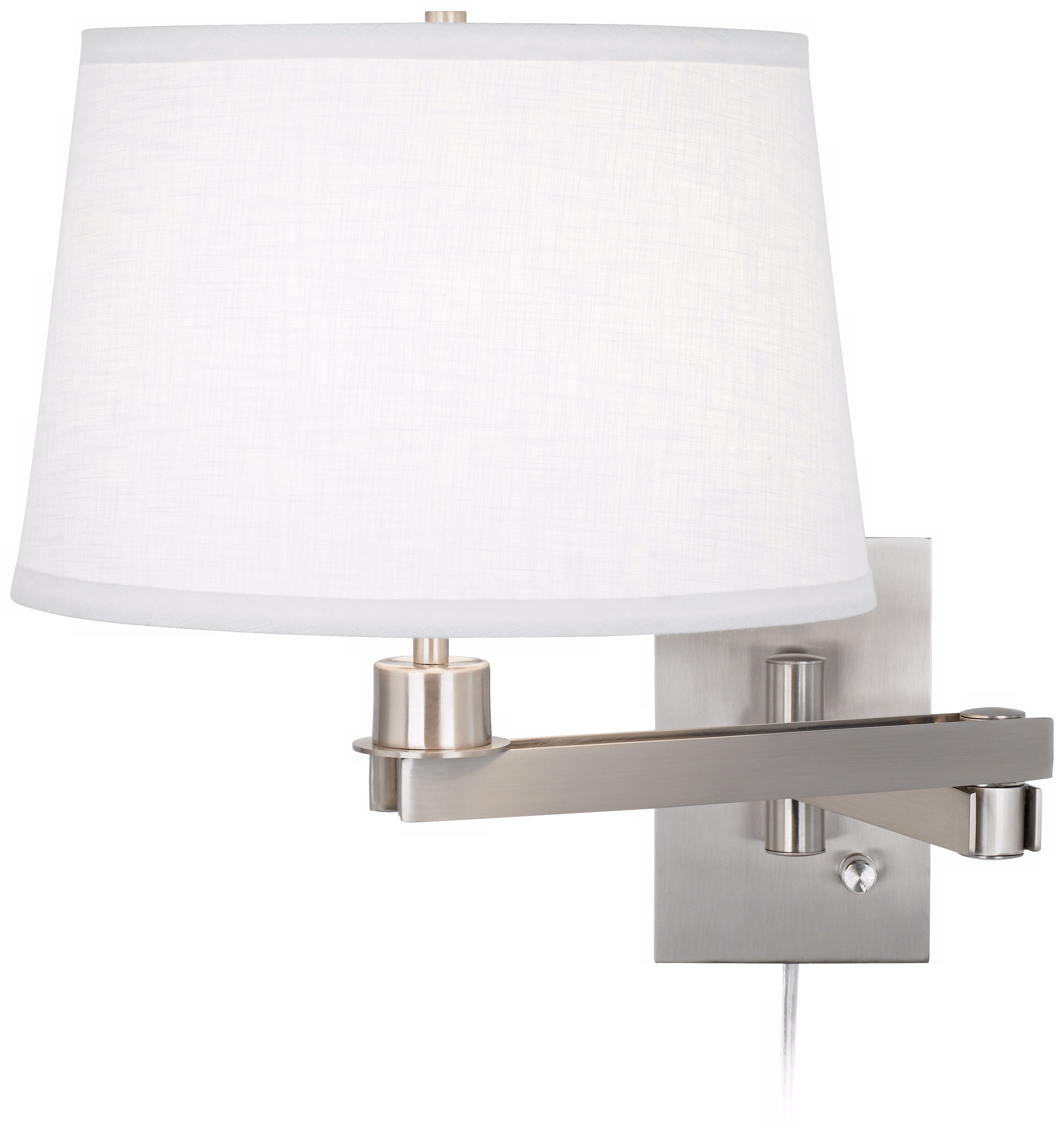 Possini Euro Design White Linen Shade Plug-in Swing Arm