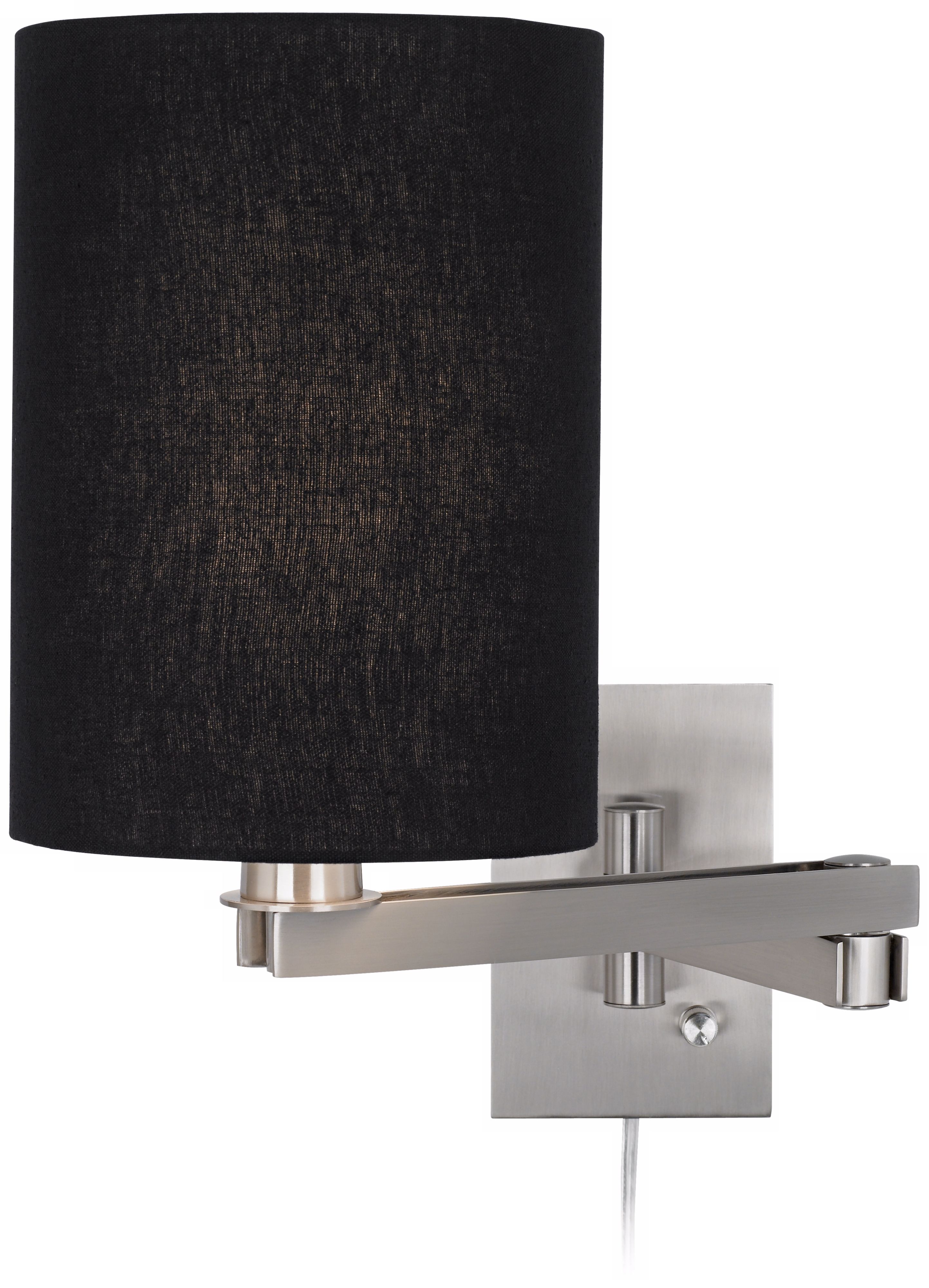Possini Euro Design Black Cylinder Shade Plug-in Swing Arm