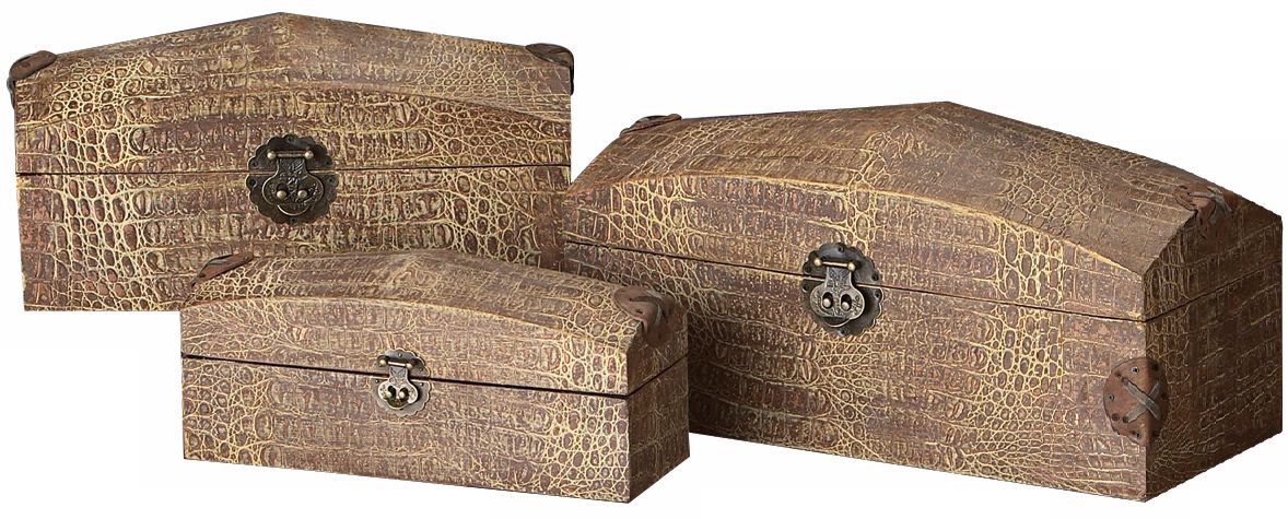 Set of 3 Faux Alligator Boxes
