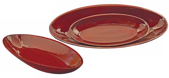 Set of 3 Red Lacquer Bamboo Bowls w/ Black Highlights