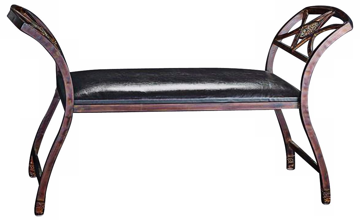 Antique Bronze with Chocolate Brown Leather Bench