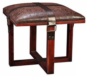 Distressed Faux Leather Padded Stool