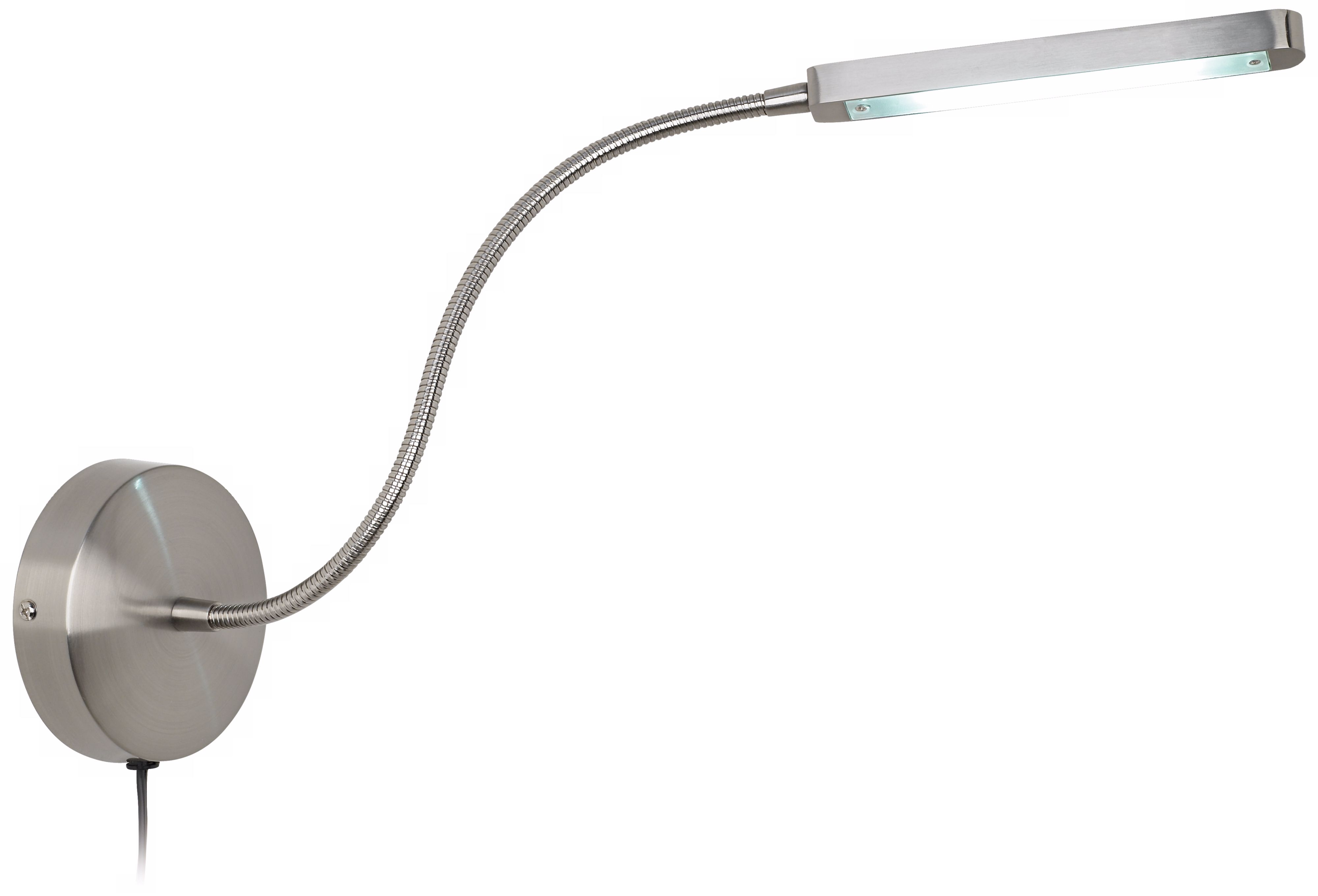 Gooseneck LED Brushed Steel Plug-In Wall Light