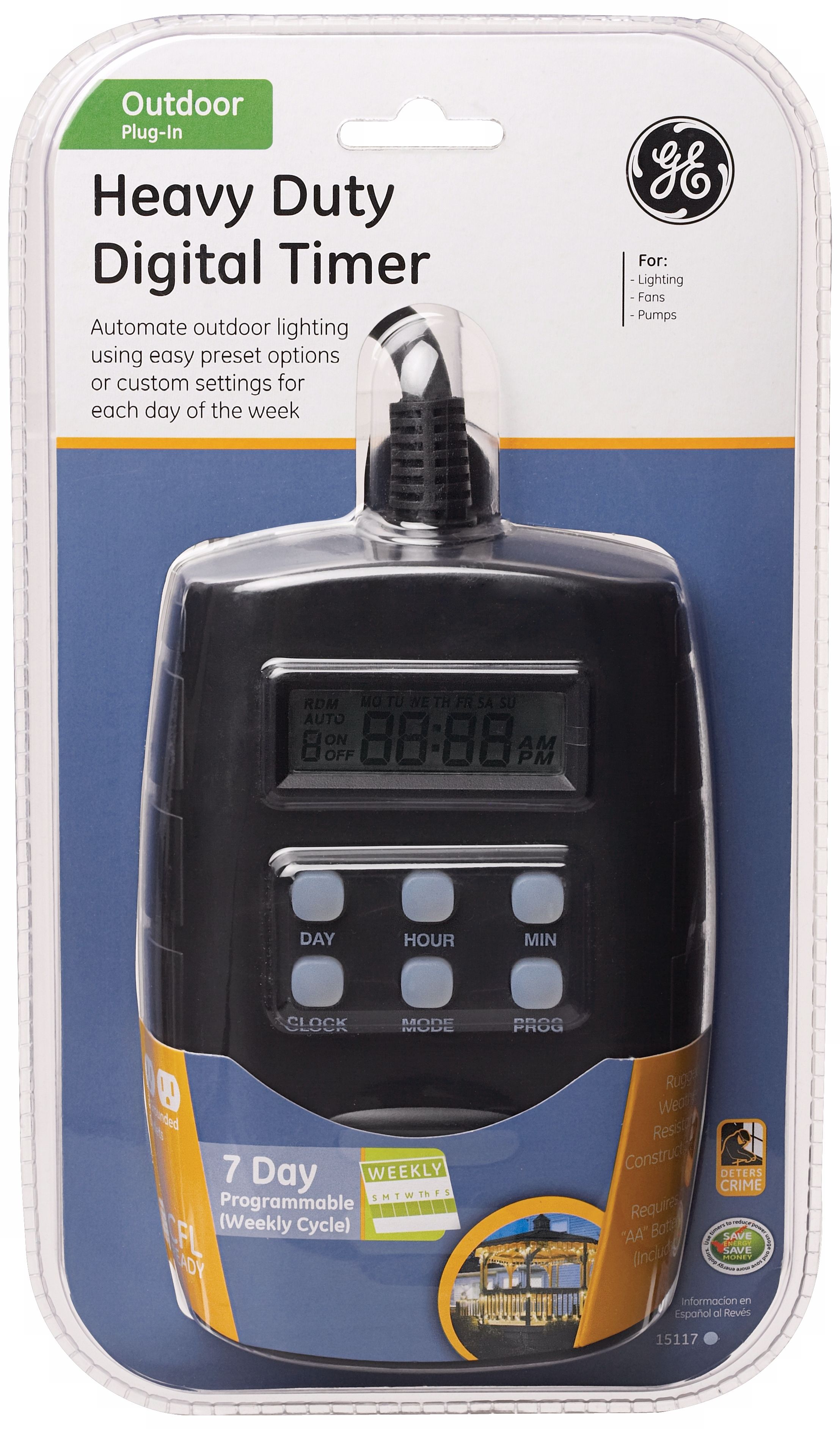 Black 7-Day Digital Two-Outlet Timer