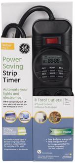 Black 7 Day Digital 8 Outlet Strip Timer N0161