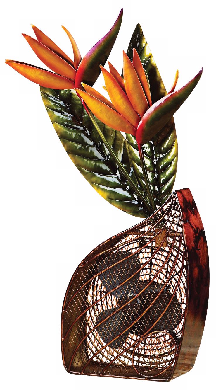 Bird of Paradise Mottled Brass Figurine Fan
