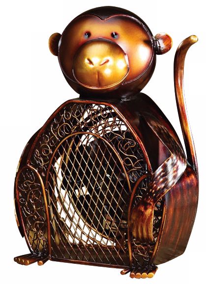 Monkey Figurine Mottled Brass Desk Fan