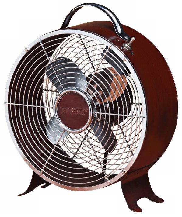 Dark Wood Retro Metal Desk Fan