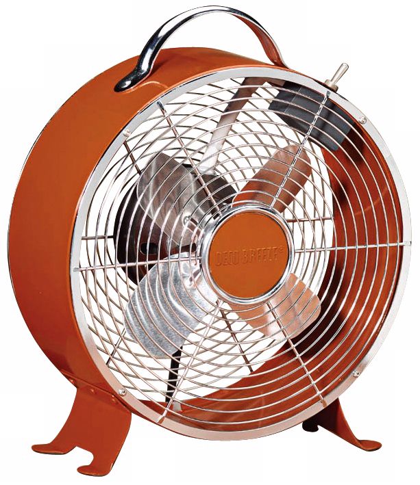 Burnt Orange Retro Metal Desk Fan