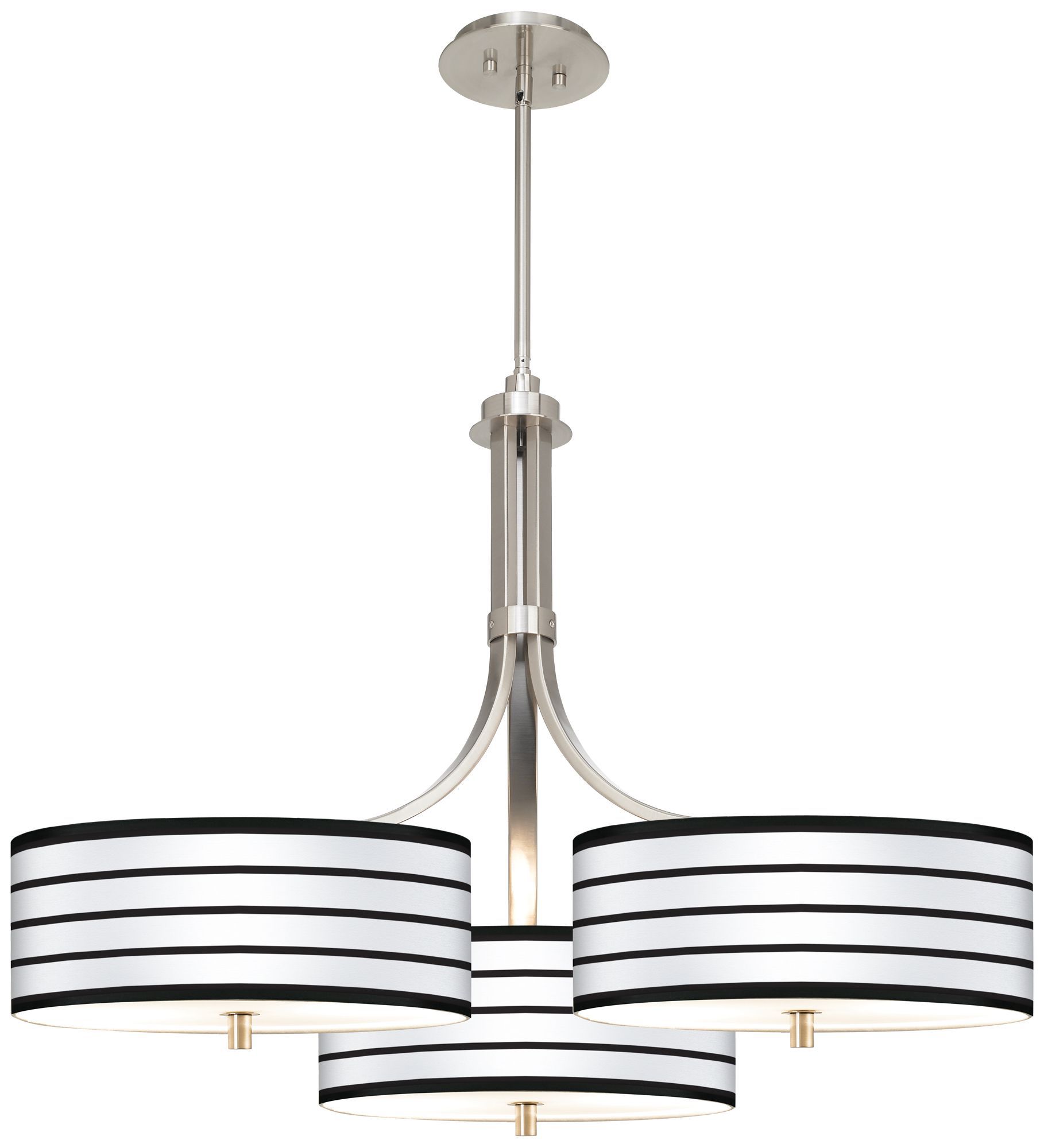 Black Parallels on White Giclee 36" Wide Triple Pendant