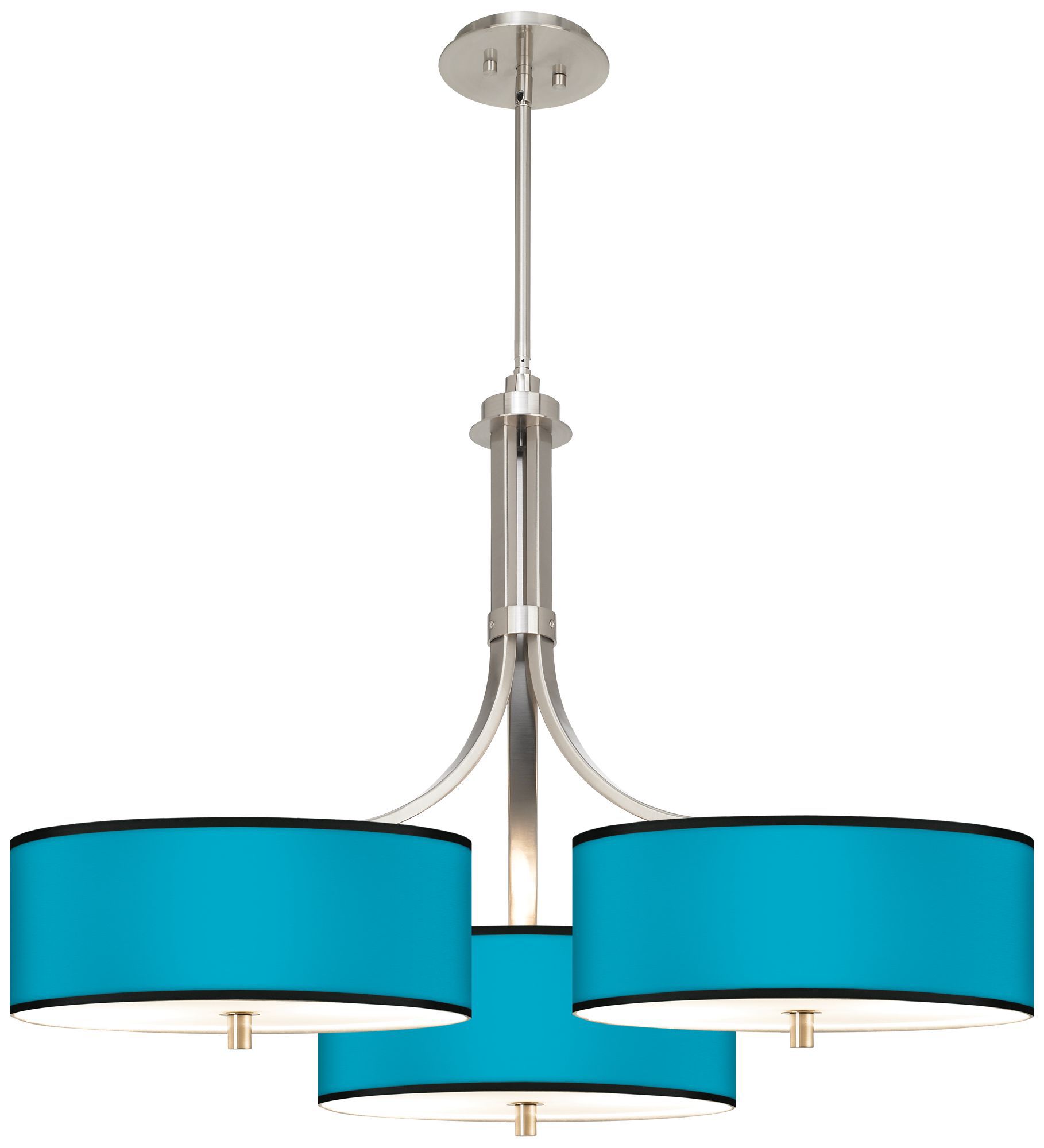 Aqua Giclee 36" Wide Triple Large Contemporary Chandelier