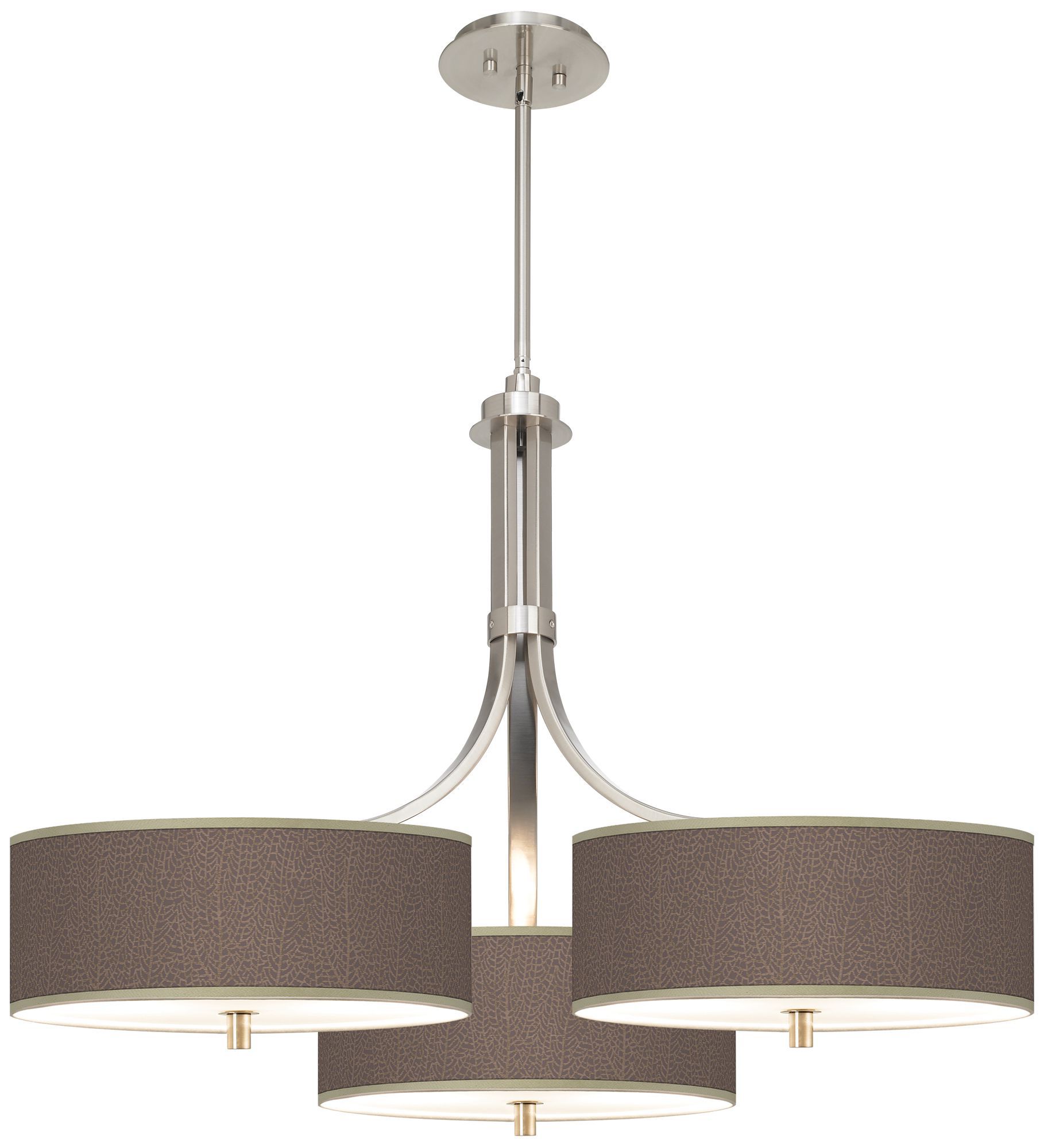 Stacy Garcia Seafan Taupe Giclee 36" Wide Triple Pendant