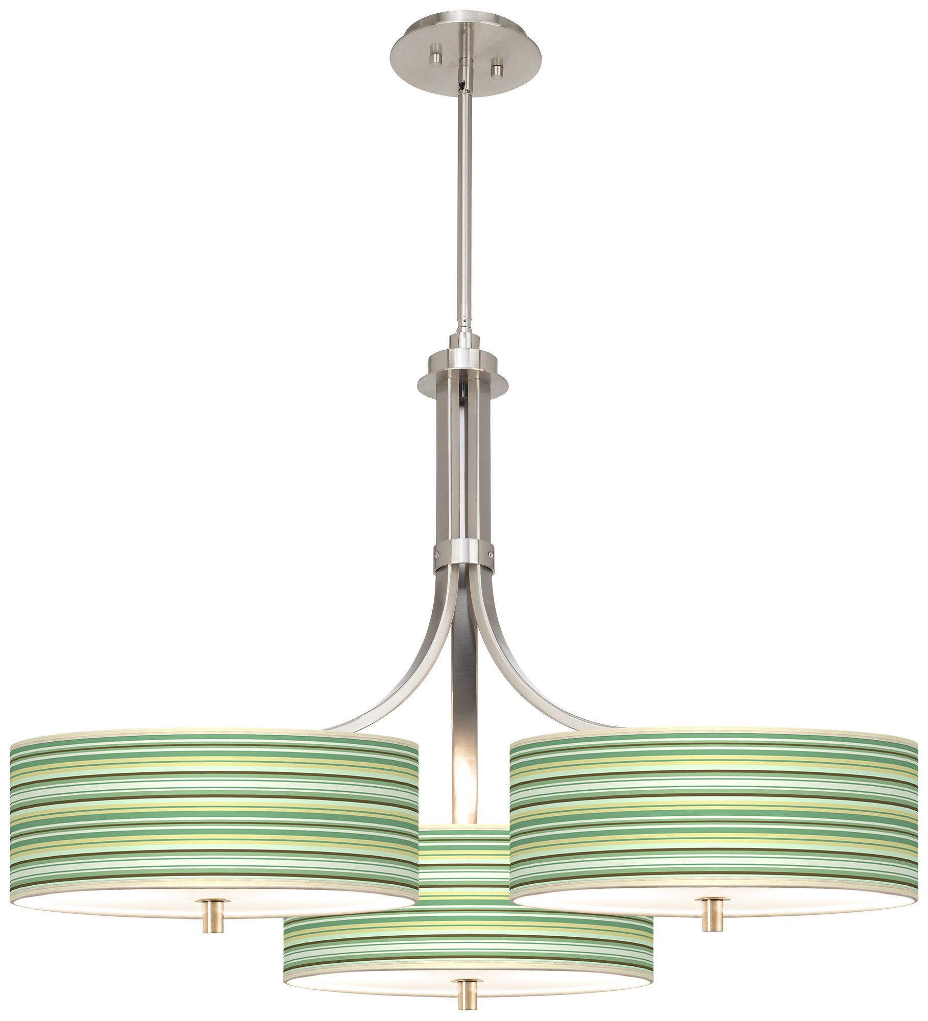 Lexington Stripe Giclee 36" Wide Triple Pendant
