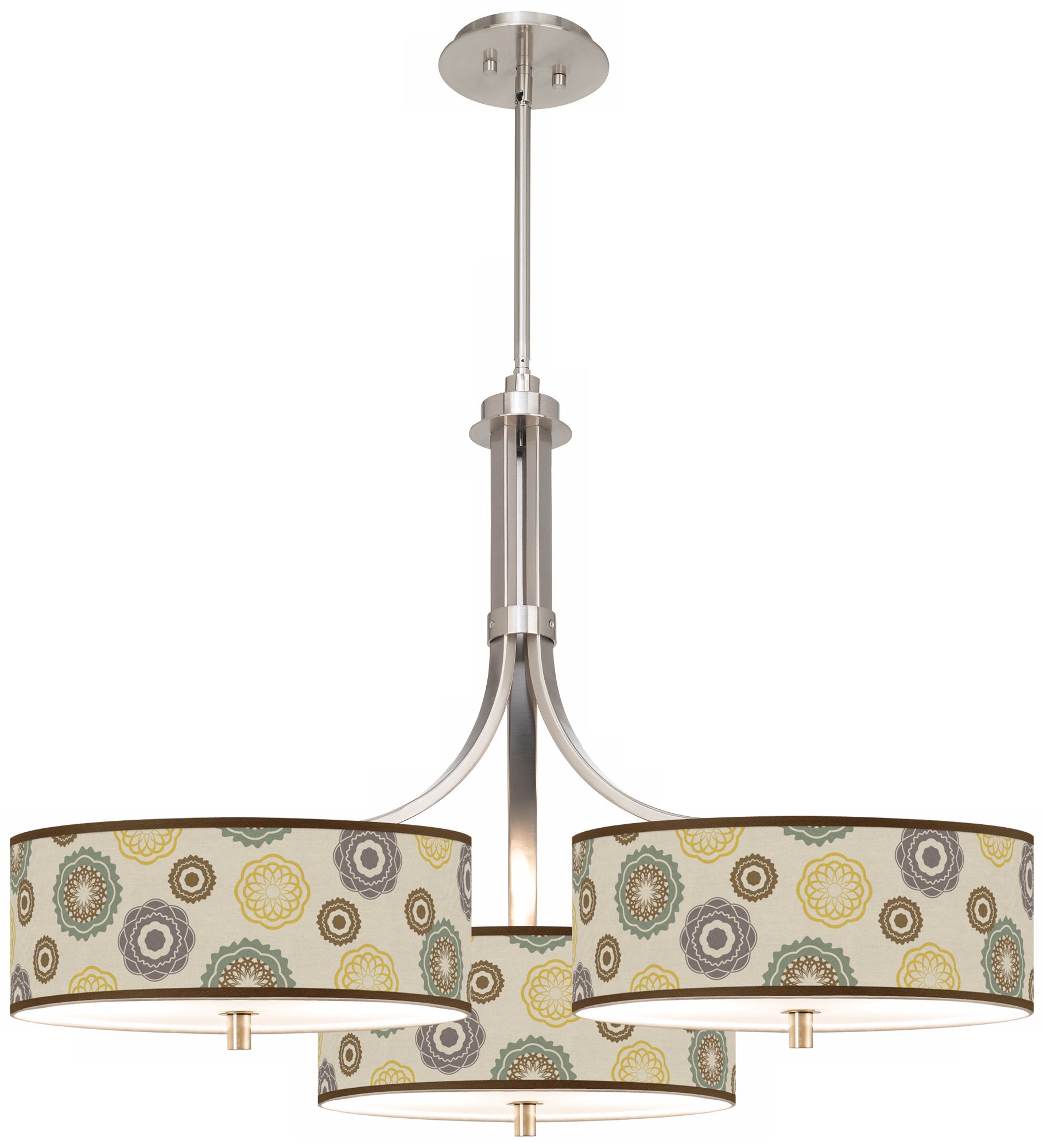 Ornaments Linen Giclee 36" Wide Triple Pendant