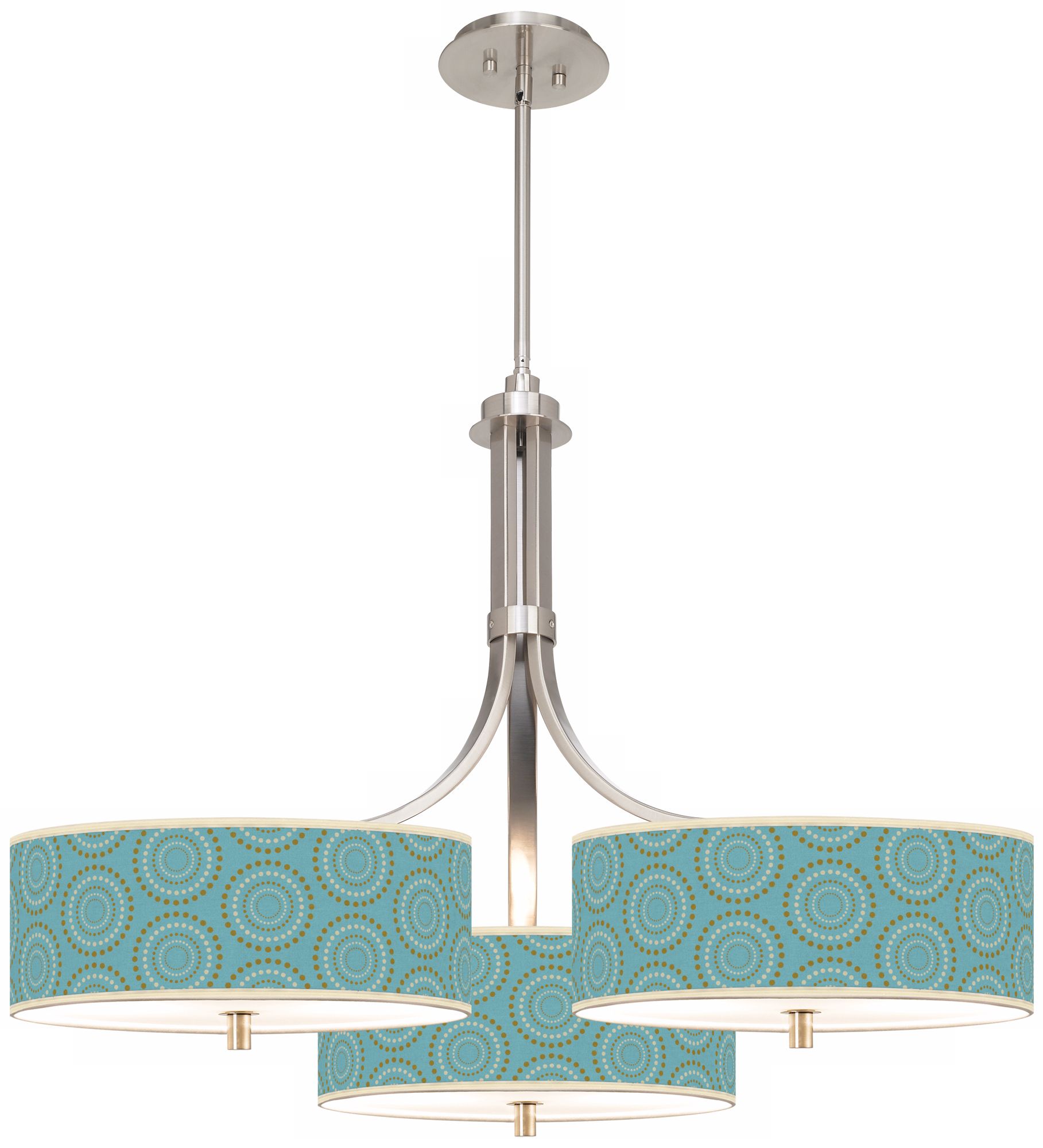 Blue Calliope Linen Giclee 36" Wide Triple Pendant