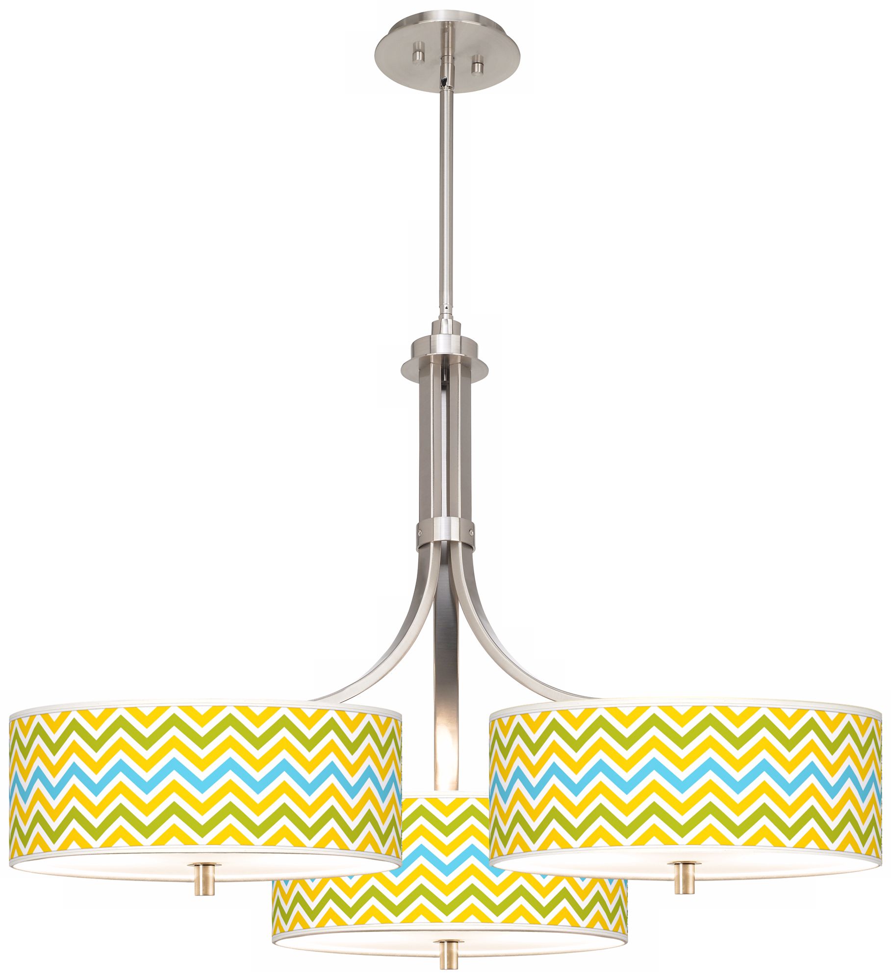 Citrus Zig Zag Giclee 36" Wide Triple Pendant