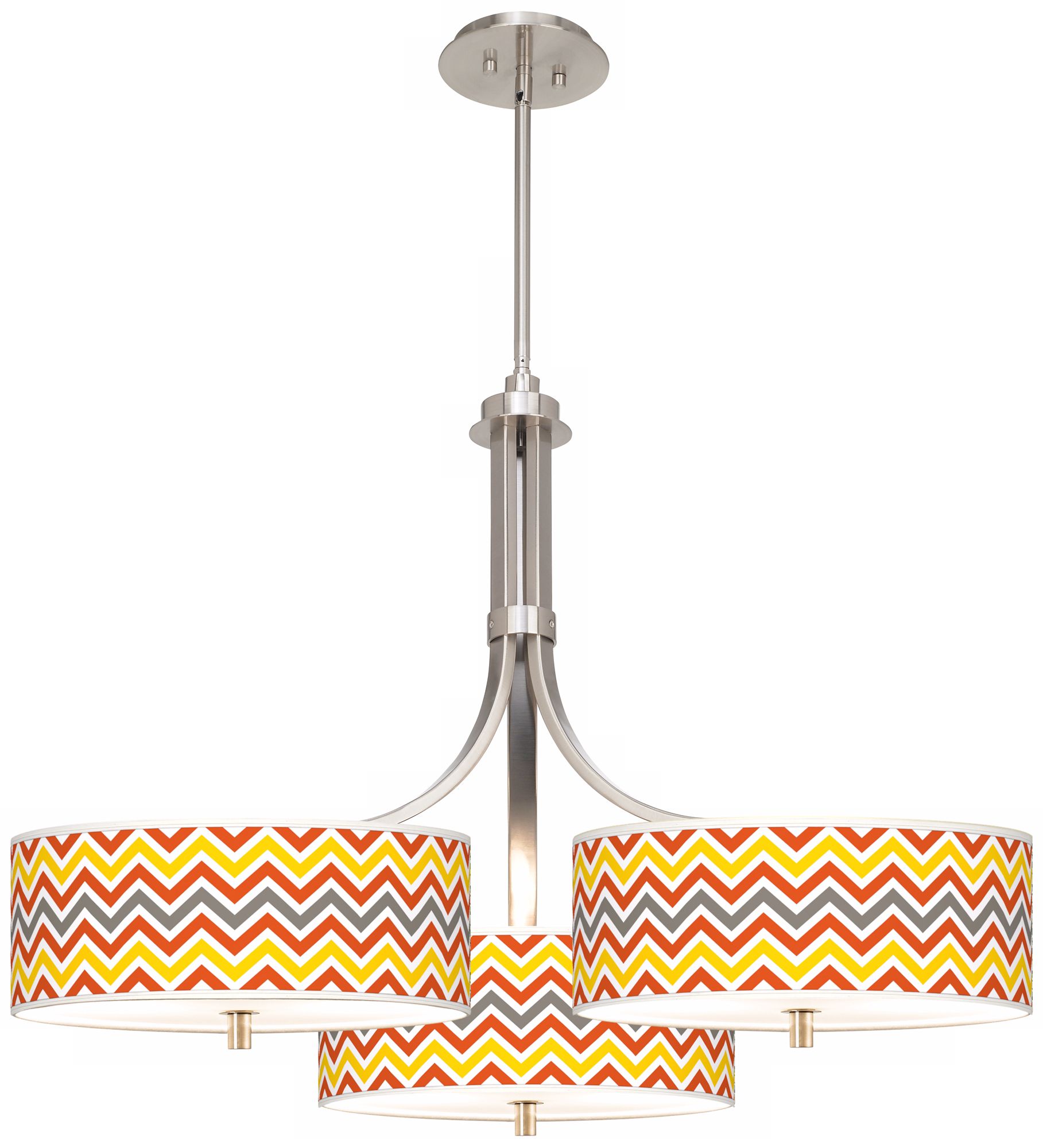 Flame Zig Zag Giclee 36" Wide Triple Pendant