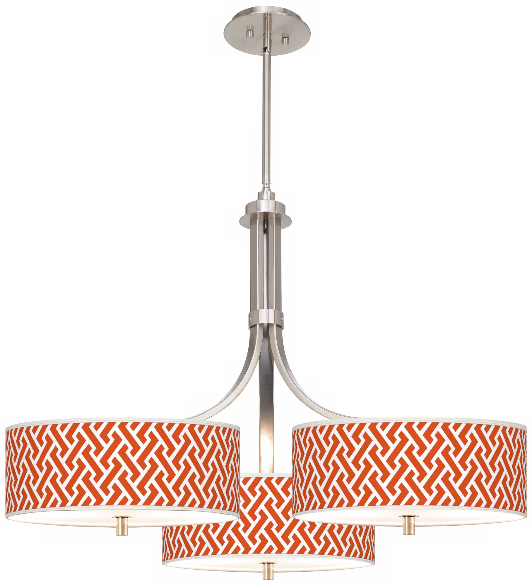 Red Brick Weave Giclee 36" Wide Triple Pendant
