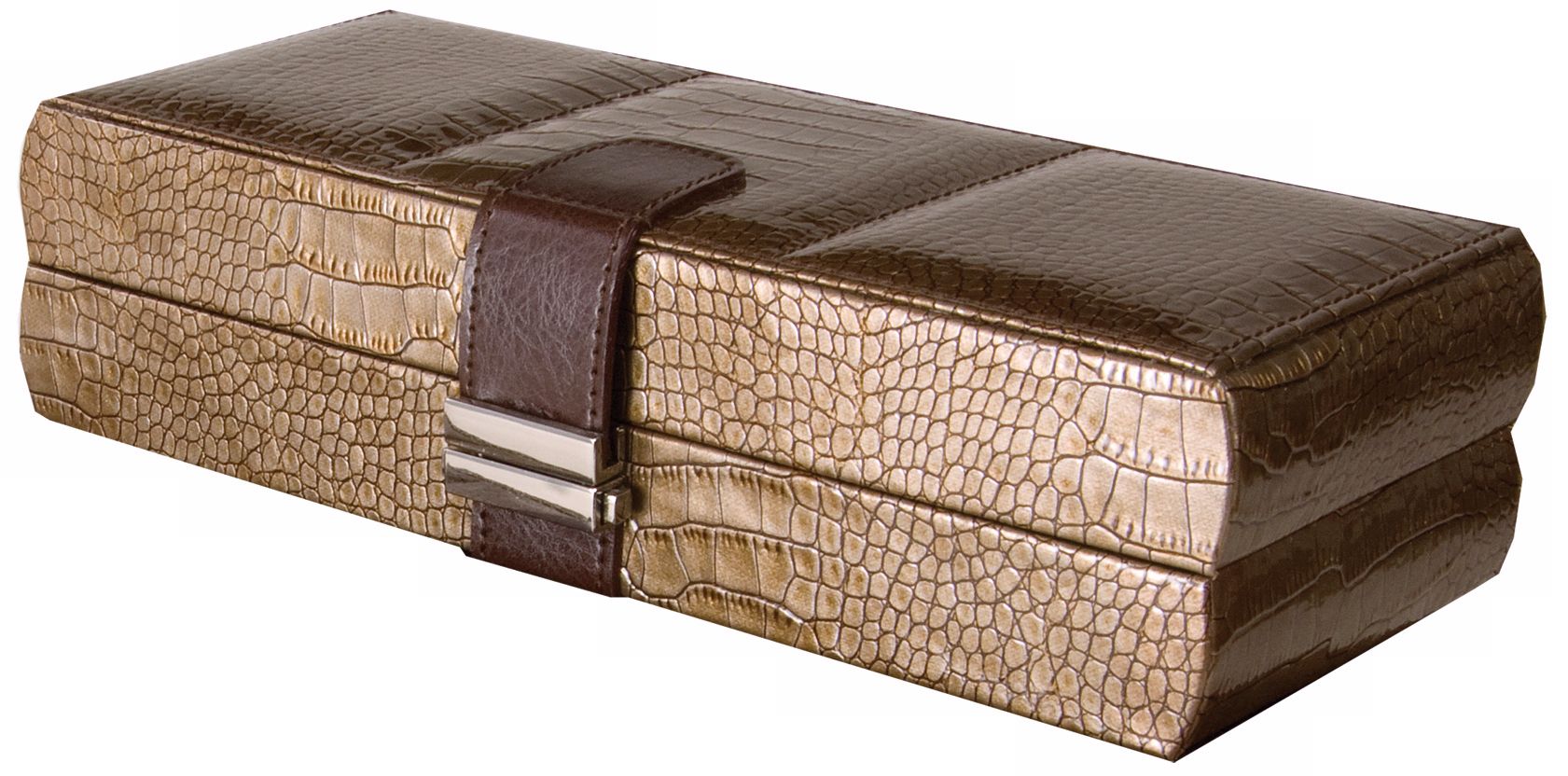 Madeleine Mele and Co Bronze Faux Leather Jewelry Box N0677
