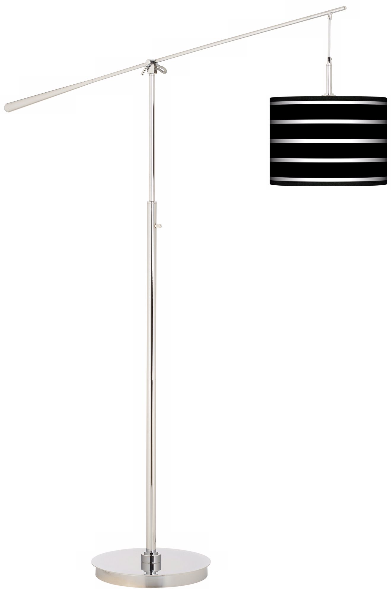 Bold Black Stripe Giclee Boom Arm Floor Lamp