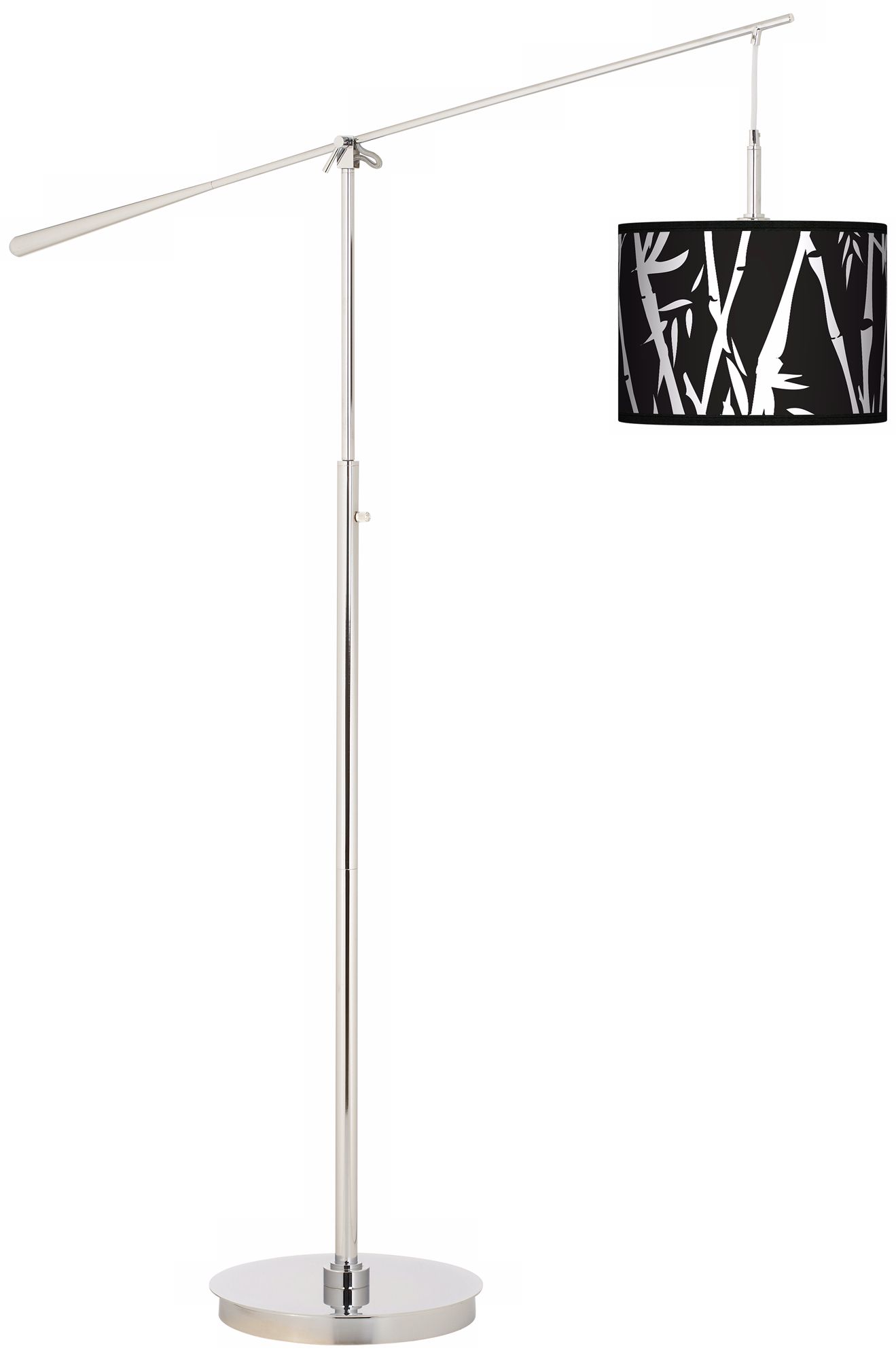 Night Bamboo Giclee Boom Arm Floor Lamp