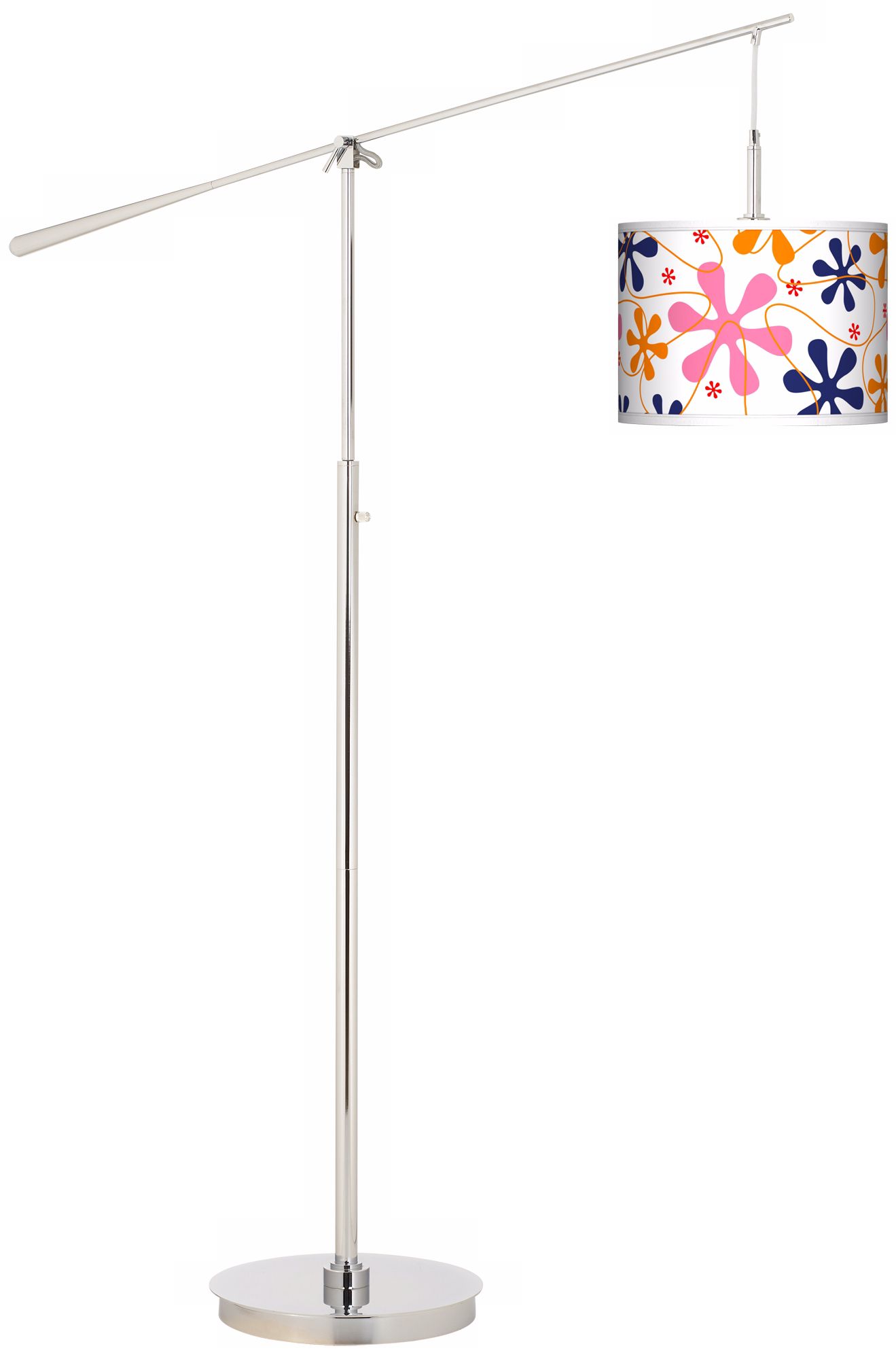 Retro Pink Giclee Boom Arm Floor Lamp