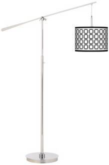 Open Grid Bold Black Stripe Giclee Boom Arm Floor Lamp N0749 P2541