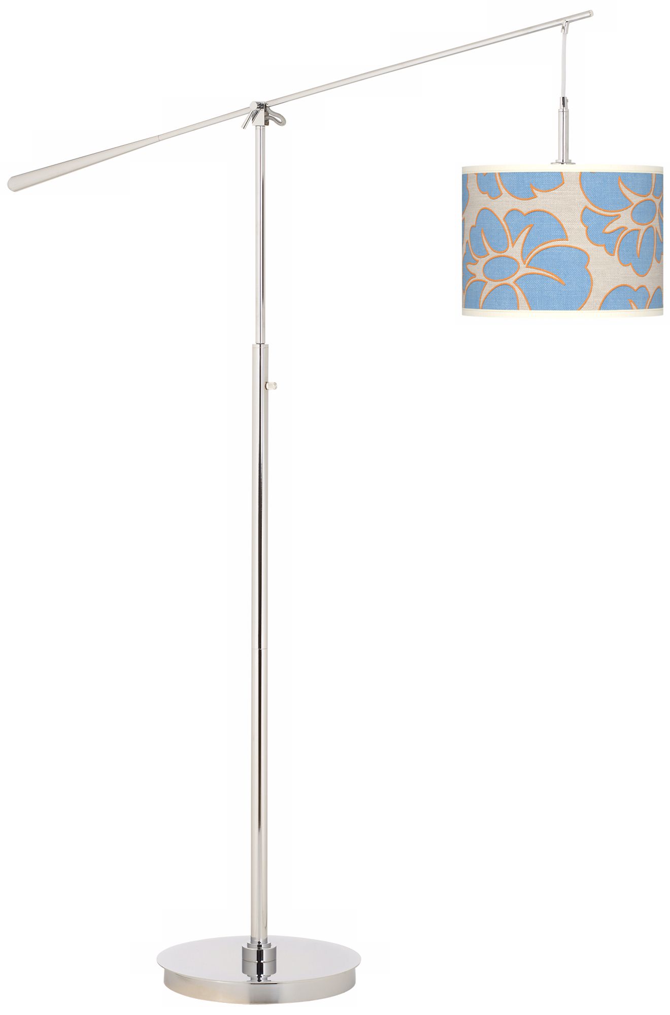 Floral Blue Silhouette Giclee Boom Arm Floor Lamp