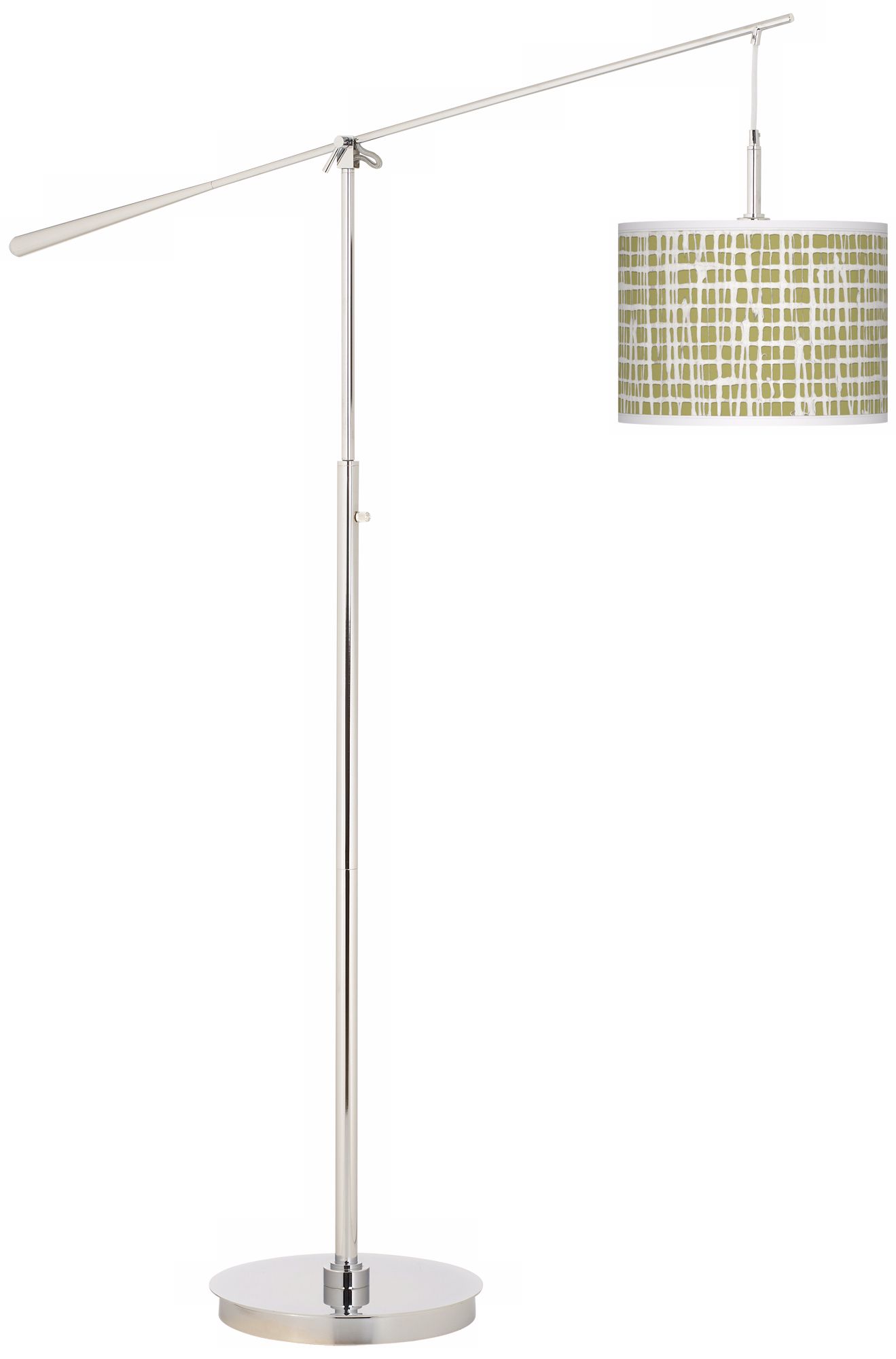 Ecru Screen Linen Giclee Boom Arm Floor Lamp
