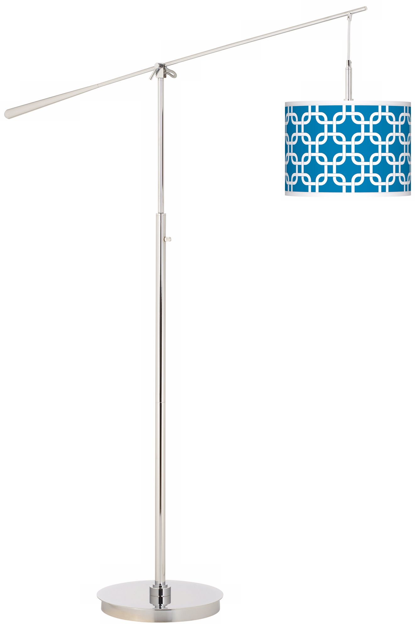 Blue Lattice Giclee Boom Arm Floor Lamp