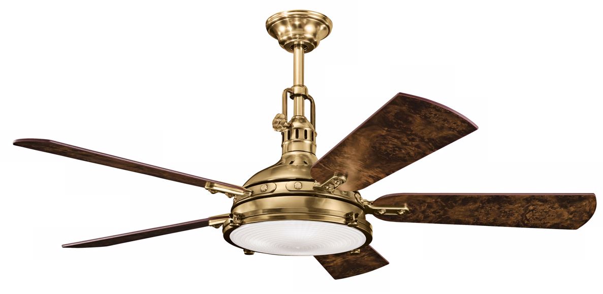 56" Kichler Hatteras Bay Burnished Antique Brass Ceiling Fan