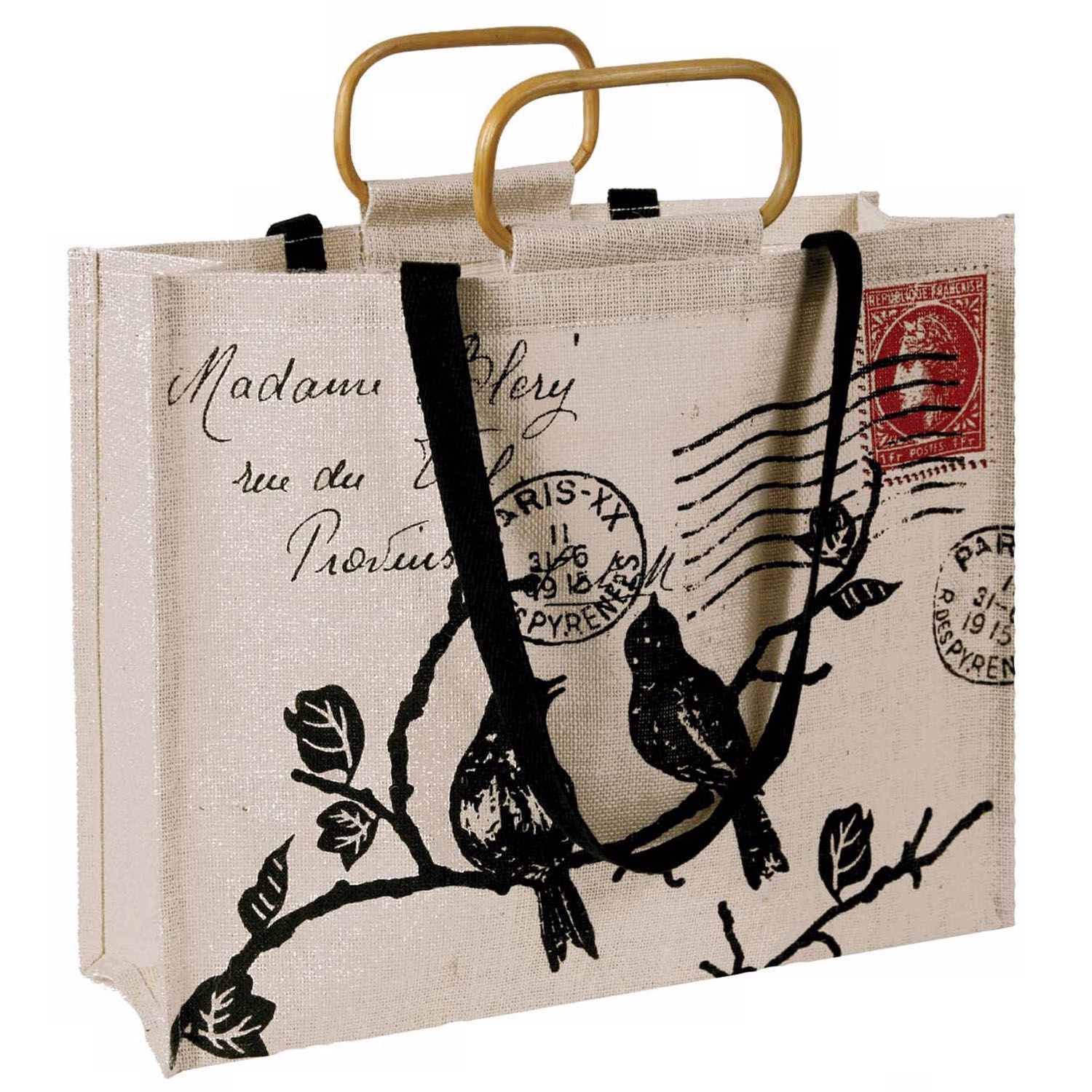 French Envelope Jute Tote Bag