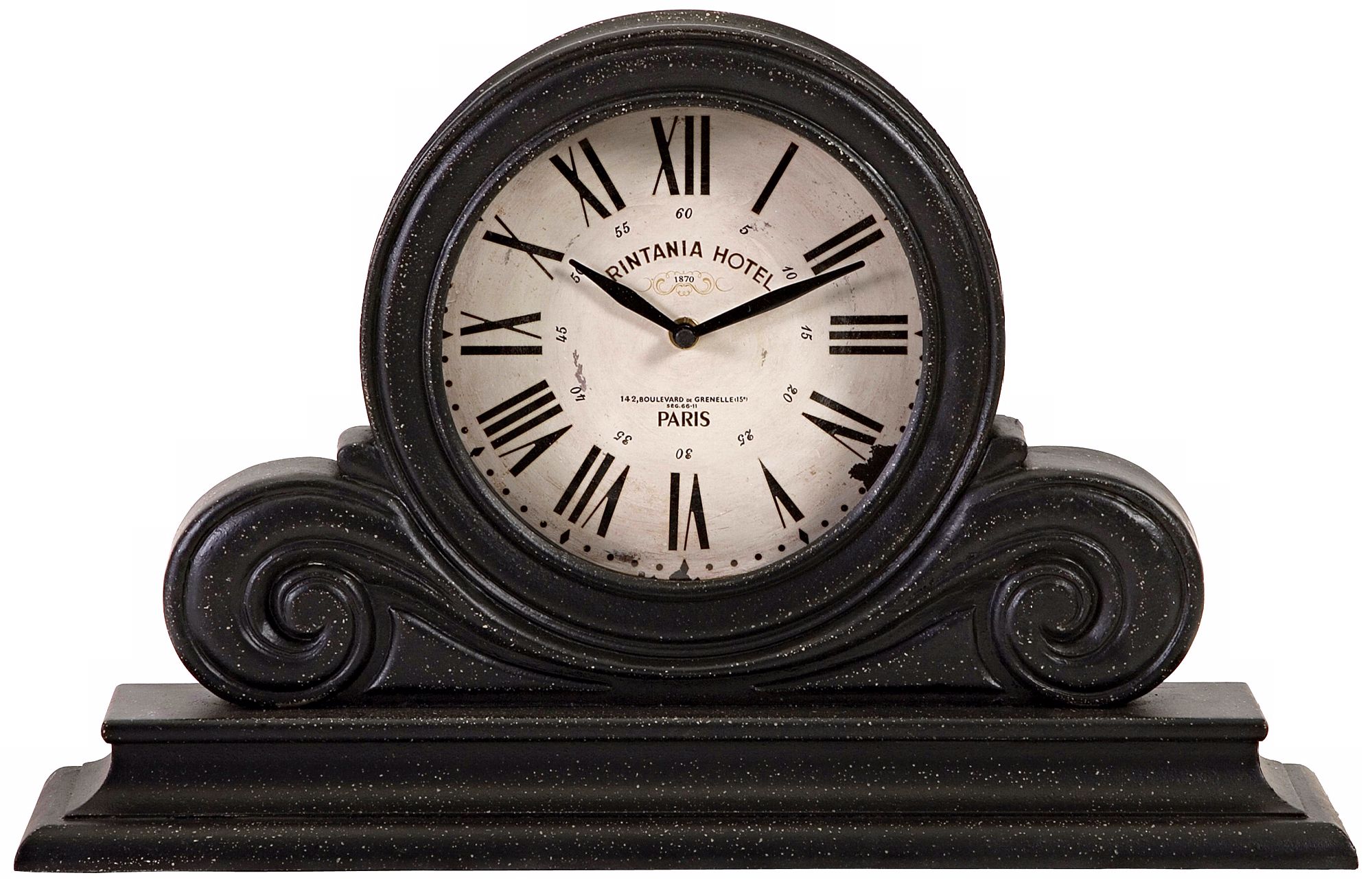 Black 19" Wide Mantel Clock