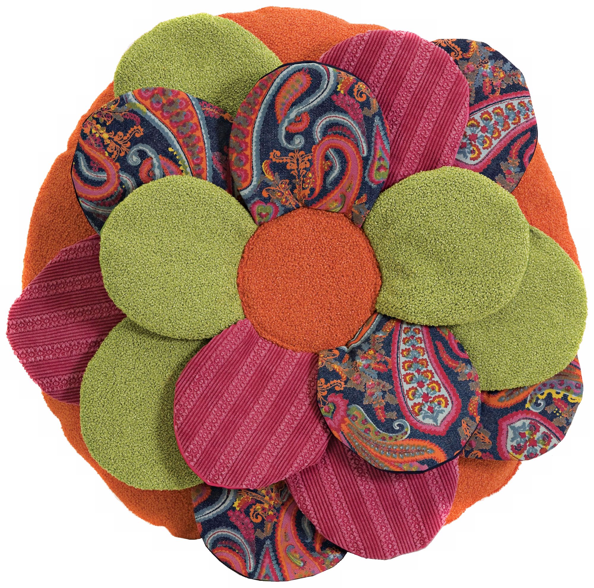 Estelle Multi-Fabric Flower Pillow
