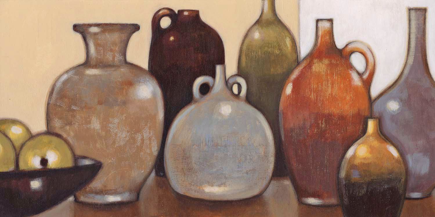Still Life with Green Apples Giclee 36" Wide Canvas Wall Art