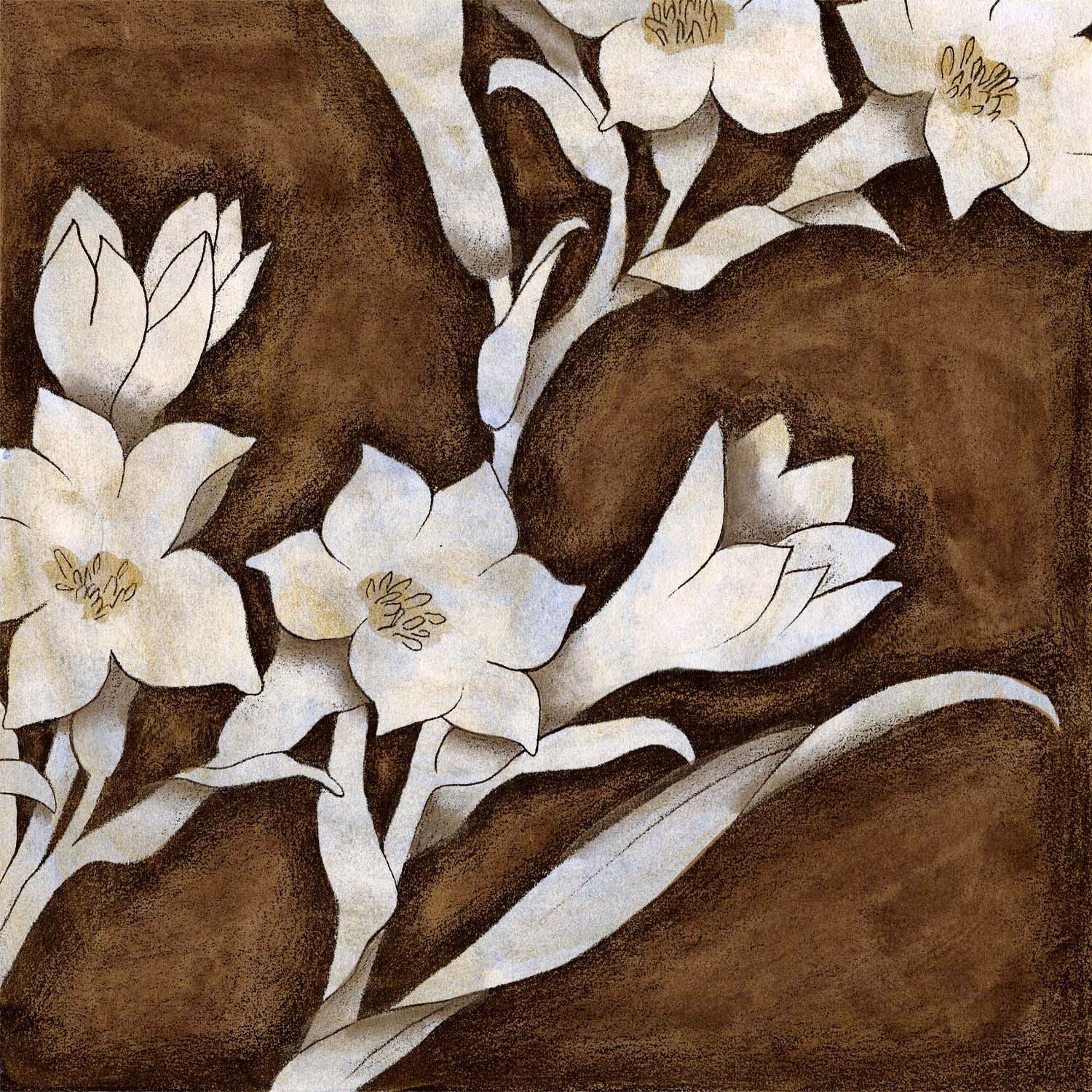 Floral Quartet IV Giclee 16" Square Canvas Wall Art