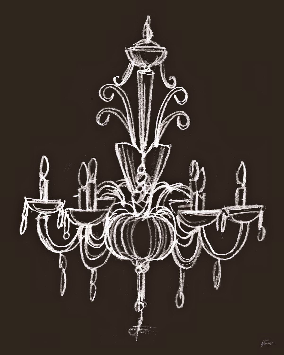 Elegant Chandelier I Giclee 24" High Wall Art