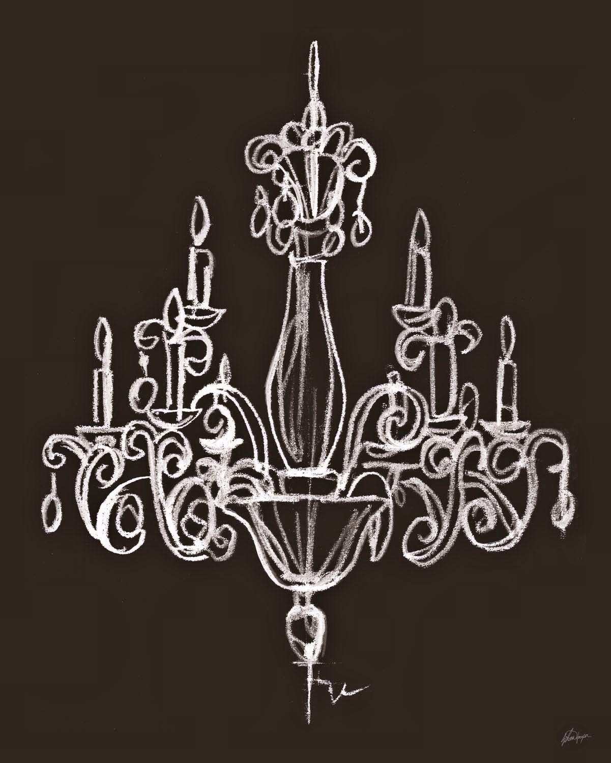 Elegant Chandelier II Giclee 24" High Wall Art