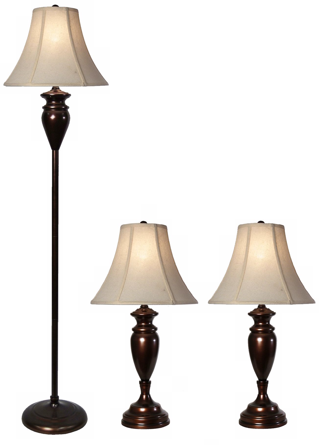 Set of 3 Dunbrook Bronze Finish Floor and Table Lamps