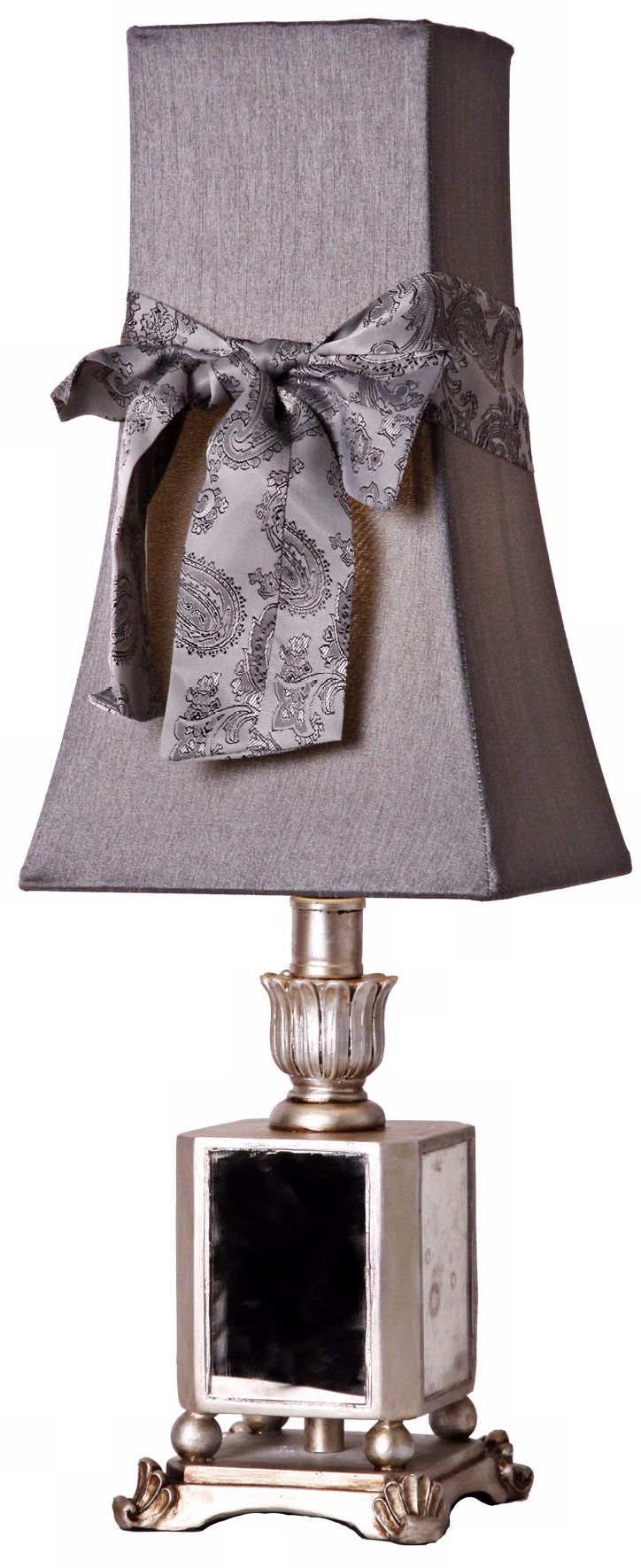 Vintage Silver Mirror Accent Table Lamp