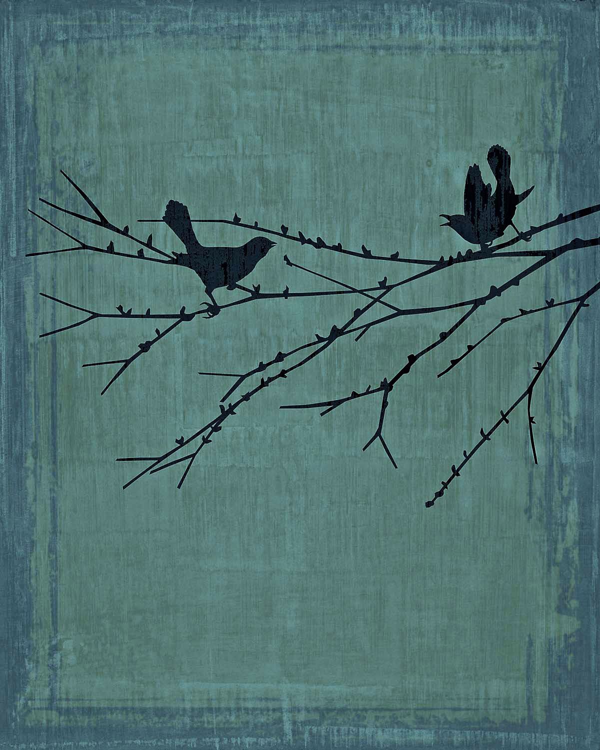 Birds At Rest Patina Giclee 40" High Canvas Wall Art