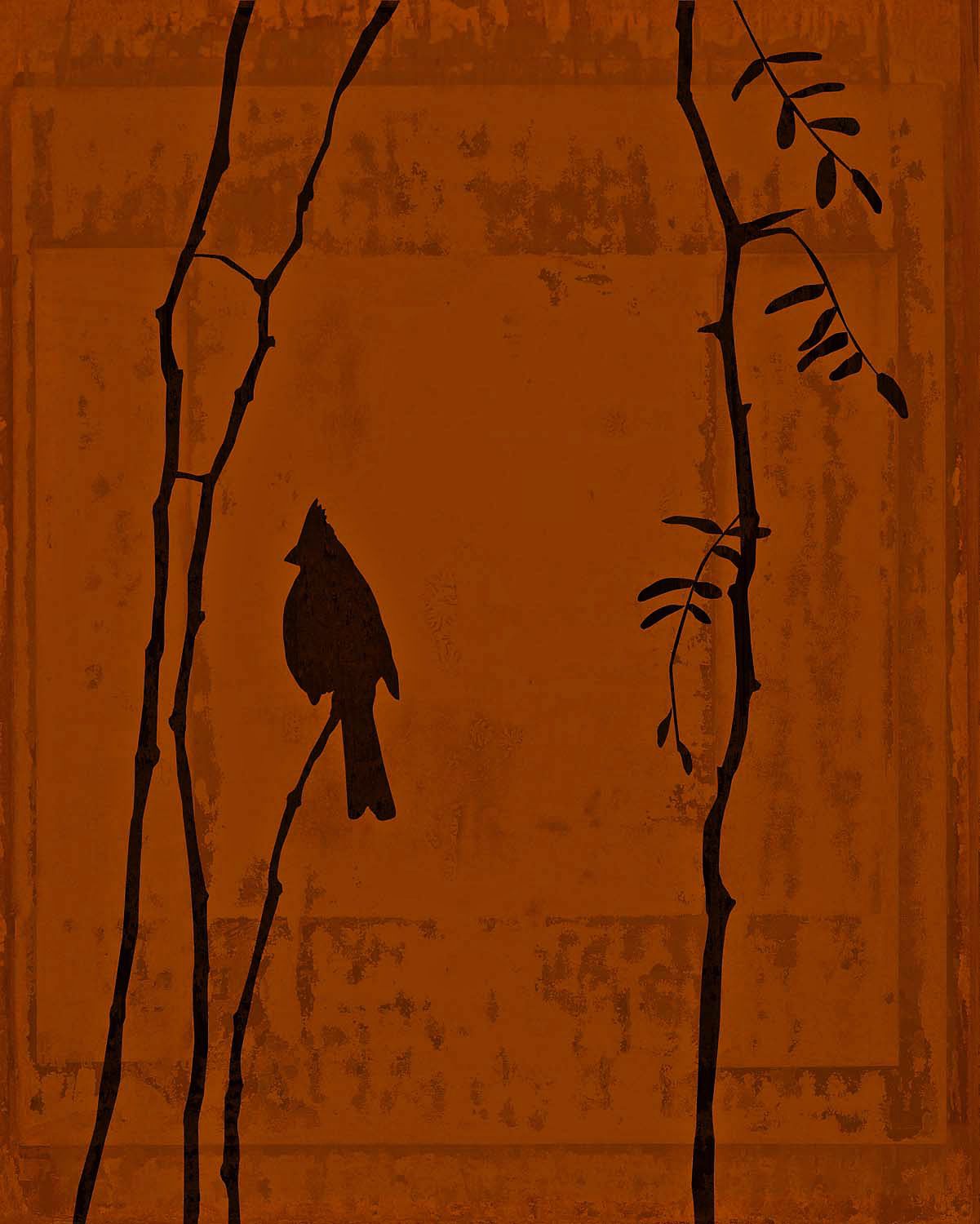 Birds At Rest Vermillion Giclee 40" High Canvas Wall Art